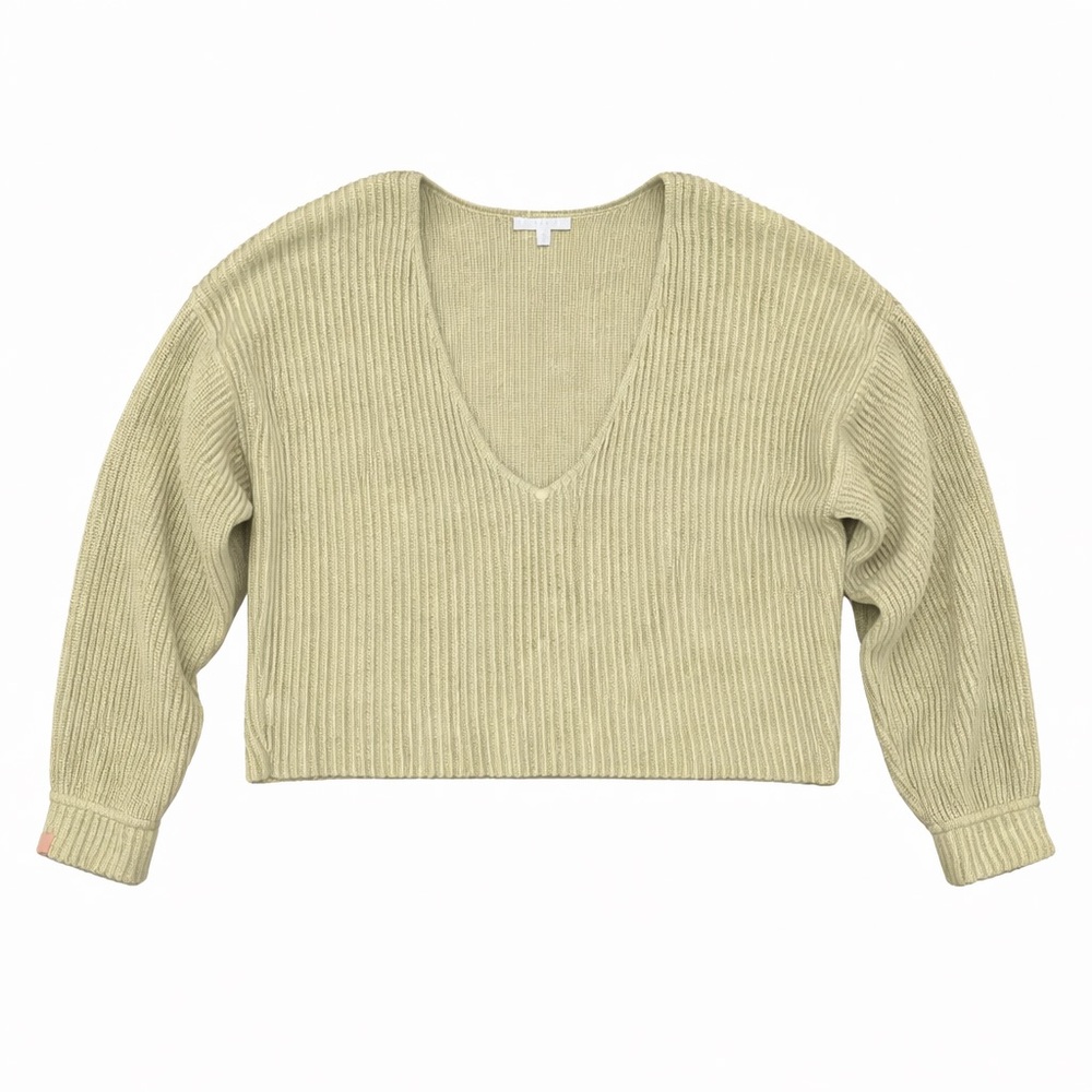 Lunya Cozy Cotton Silk ribbed Reversible Pullover V-neck sweater size M organic